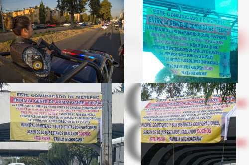 Video: Aparecen lonas y video amenazante contra "cristaleros" de Metepec, San Mateo Atenco, Chapultepec y Mexicaltzingo